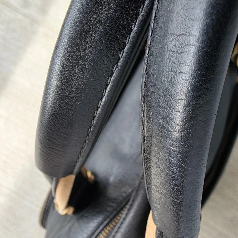 Levenger Black Leather Briefcase / Laptop Bag – 17” Wide
